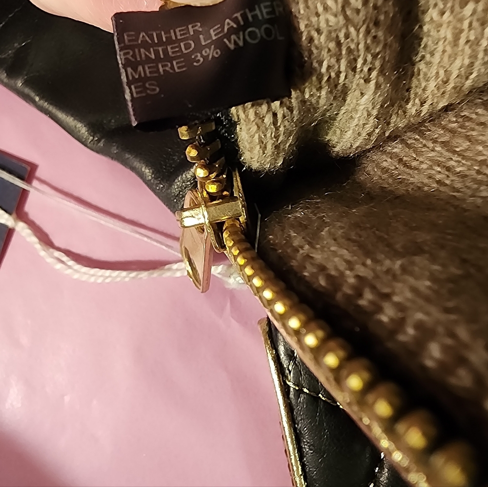 PORTOLANO LONG LEATHER GLOVES WITH GOLD TRIM AND ZIPPERS SIZE 7 NWT - Picture 3 of 9